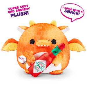 ZURU Snackles (Tabasco Dragon Super Sized 14 inch Plush by ZURU, Ultra Soft Plush, Collectible Plush with Real Licensed Brands, Stuffed Animal