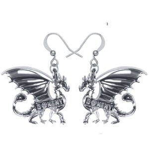 Enamel Alloy Dinosaur Fantasy Dragon Earrings Drop Dangle Unique Animal Jewelry for Women Dragons Gifts (Orchid Purple)