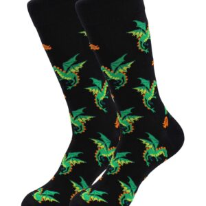 Real Sic Casual Designer Socks for Men and Women - Exotic Animal Series - Breathable and Lightwear Cotton (Dragon)