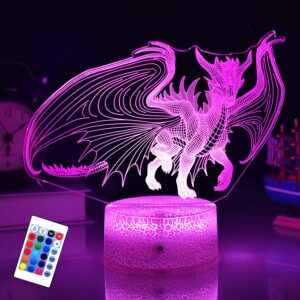 KYMELLIE Dragon Night Light Dragon LED Decor Lamp for Kid’s Room, Dragon Toys Touch with Remote control/16 Colors Timing Function, Dragon Gifts are Suitable for Boys/Girls Birthday & Xmas Holiday