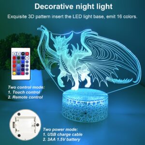 KYMELLIE Dragon Night Light Dragon LED Decor Lamp for Kid’s Room, Dragon Toys Touch with Remote control/16 Colors Timing Function, Dragon Gifts are Suitable for Boys/Girls Birthday & Xmas Holiday