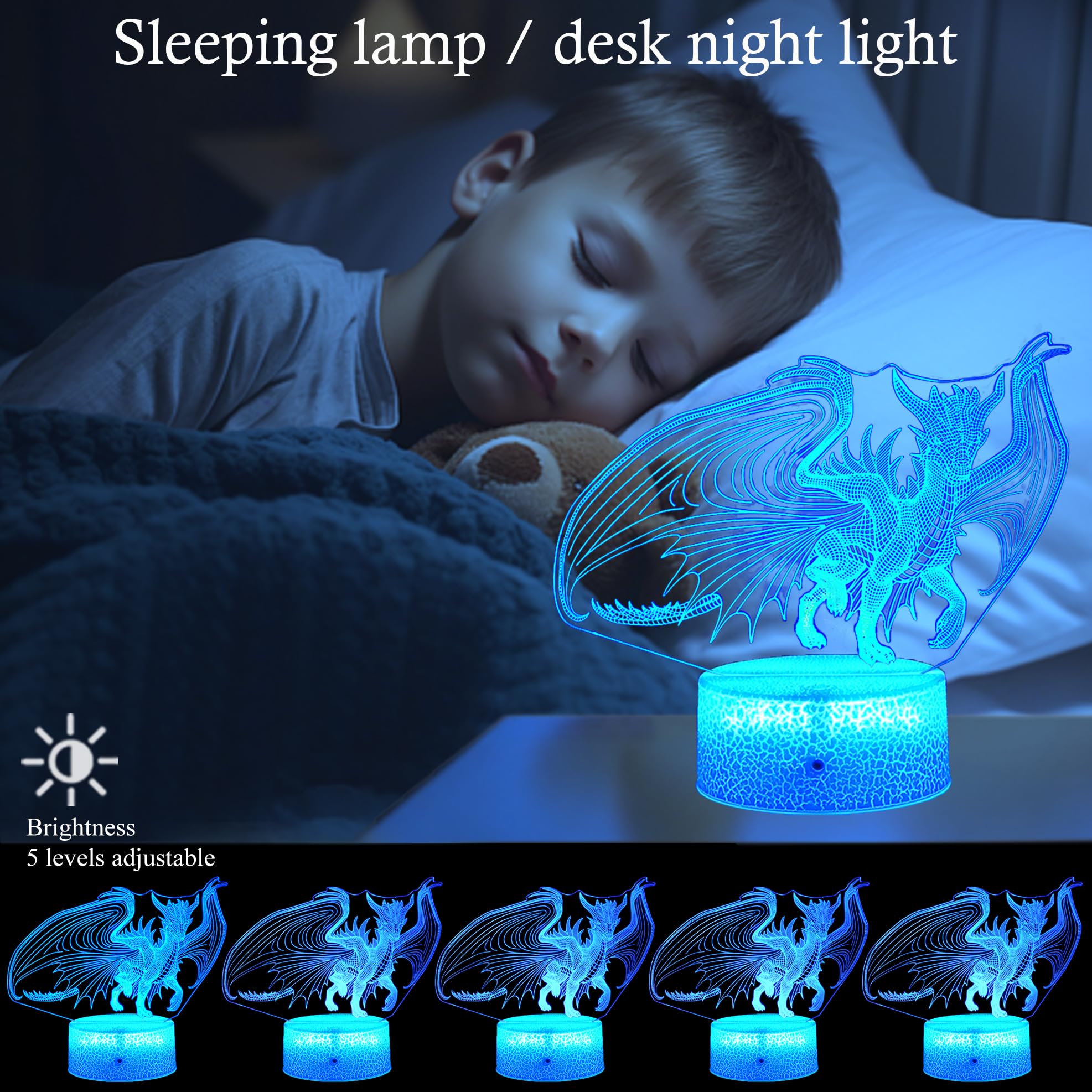 KYMELLIE Dragon Night Light Dragon LED Decor Lamp for Kid’s Room, Dragon Toys Touch with Remote control/16 Colors Timing Function, Dragon Gifts are Suitable for Boys/Girls Birthday & Xmas Holiday