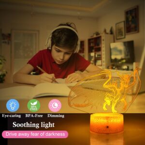 KYMELLIE Dragon Night Light Dragon LED Decor Lamp for Kid’s Room, Dragon Toys Touch with Remote control/16 Colors Timing Function, Dragon Gifts are Suitable for Boys/Girls Birthday & Xmas Holiday