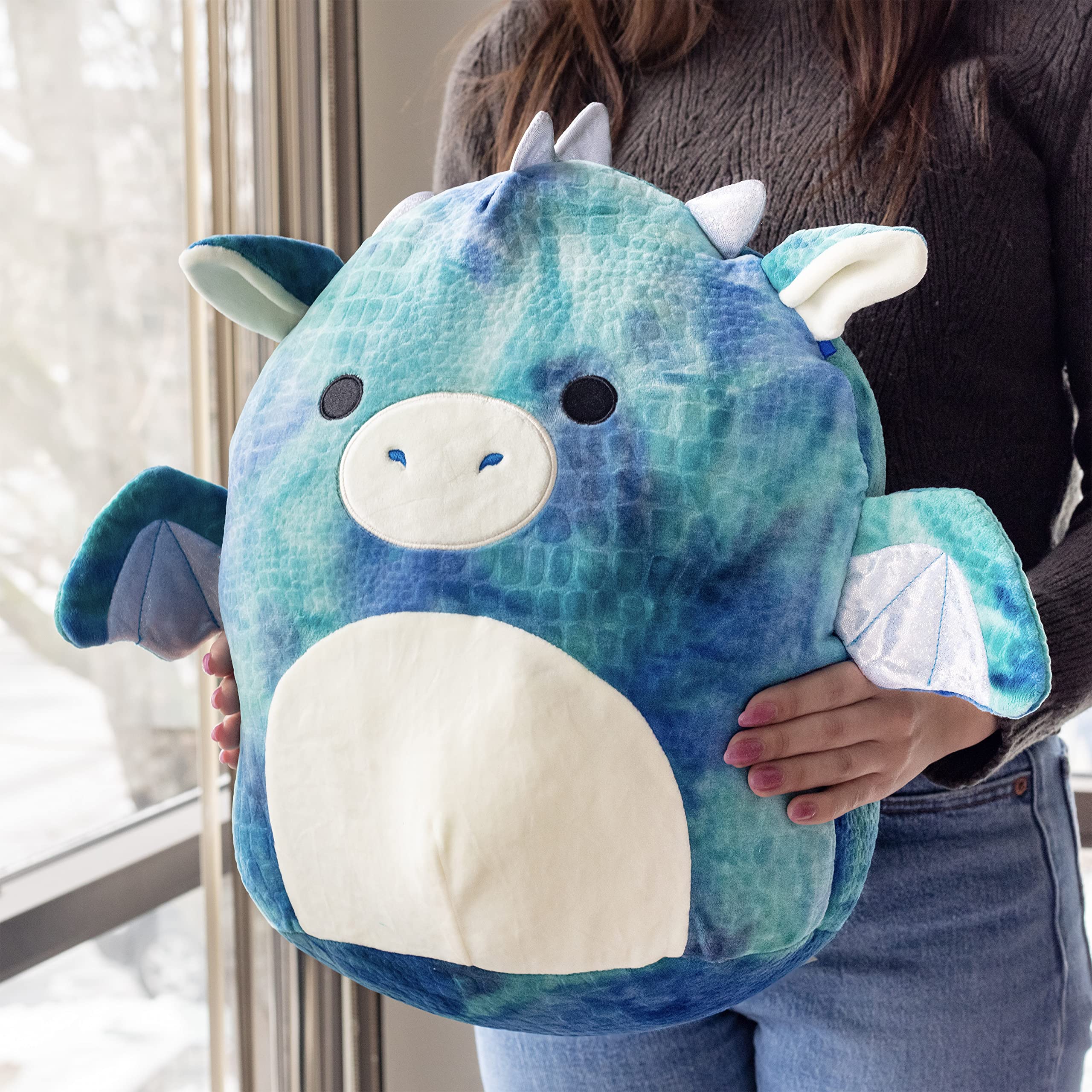 Squishmallows 14" Large Dominic The Blue Dragon - Officially Licensed Kellytoy Plush - Collectible Soft & Squishy Dragon Stuffed Animal Toy - Add to Your Squad - Gift for Kids, Girls & Boys - 14 Inch