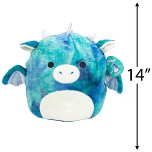 Squishmallows 14" Large Dominic The Blue Dragon - Officially Licensed Kellytoy Plush - Collectible Soft & Squishy Dragon Stuffed Animal Toy - Add to Your Squad - Gift for Kids, Girls & Boys - 14 Inch
