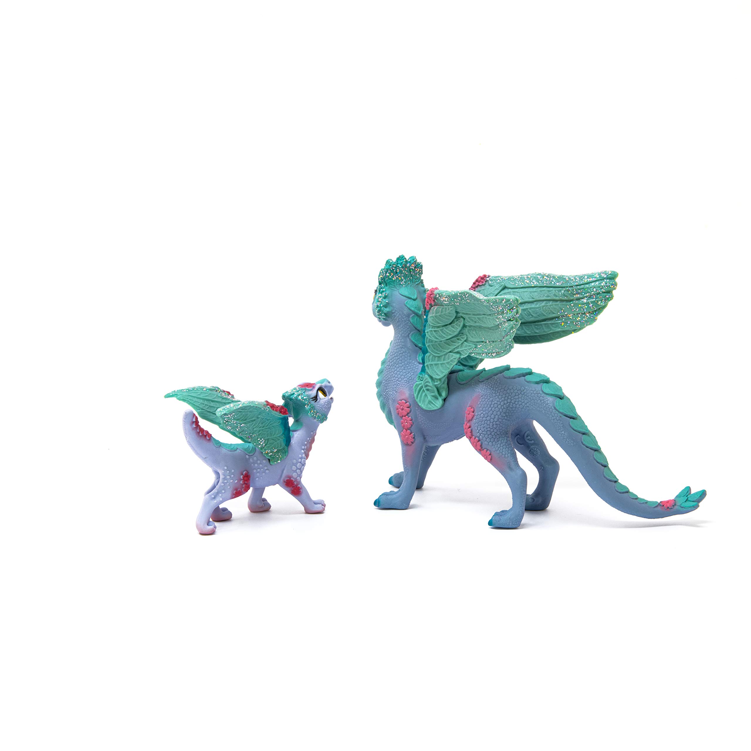 Schleich Bayala Toys and Figurines - Flying Flower Mother and Small Baby Dragon, Action Figure Kid Toys and Dolls, Girls and Boys Ages 5 and Above , 2 Piece Set