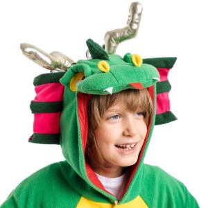 Spooktacular Creations Unisex Child Pajama Plush jumpsuit One Piece Dragon Animal Costume (8-10yr)