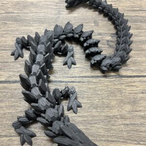 MunnyGrubbers - XL 26" Crystal Dragon Fidget Toy - Heavy Duty - 3D Printed Flexible Articulating Dragon Plastic Collectible Figurine - Surprise Egg Compatible - (Black Dragon)