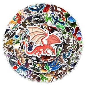 100Pcs Dragons Stickers for Laptops,Cartoon Pterosaur Vinyl Sticker for Kids Teens Adults,Cute Western Dragon House Waterproof Gift Sticker for Water Bottle Skateboard Phone Guitar Decals