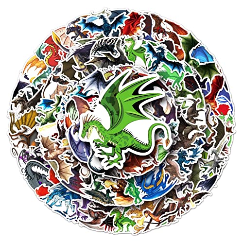 100Pcs Dragons Stickers for Laptops,Cartoon Pterosaur Vinyl Sticker for Kids Teens Adults,Cute Western Dragon House Waterproof Gift Sticker for Water Bottle Skateboard Phone Guitar Decals