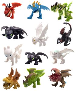 toysvill dragon httyd (set of 12 pcs) / light fury, night fury (toothless), action figures, cake toppers figurines, toys gift figure toy