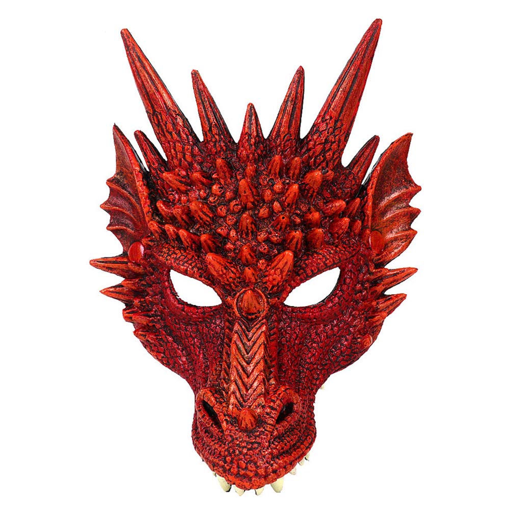 Alodidae 3D Dragon Mask Halloween Party Costume Cosplay for Adults Men, Scary Animal Half Face Masks (Red)