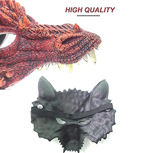 Alodidae 3D Dragon Mask Halloween Party Costume Cosplay for Adults Men, Scary Animal Half Face Masks (Red)