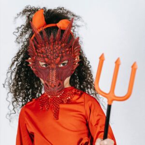 Alodidae 3D Dragon Mask Halloween Party Costume Cosplay for Adults Men, Scary Animal Half Face Masks (Red)