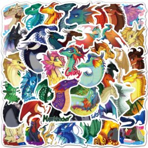 cute wings of fire dragon stickers,60 pack fire pterosaur waterproof vinyl decals for kids teens adults,sticker for laptop water bottle skateboard helmet(wof dragon)