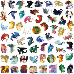 Cute Wings of Fire Dragon Stickers,60 Pack Fire Pterosaur Waterproof Vinyl Decals for Kids Teens Adults,Sticker for Laptop Water Bottle Skateboard Helmet(WOF Dragon)