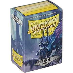 arcane tinmen dragon shield deck protective sleeves for gaming cards, standard size (100 sleeves), matte petrol