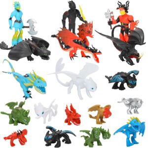 Labigaty 18PCS Train The Dragon Action Figures, Mini Dragon Figurines in Assorted Mythical Colors and Styles - Kids Toys for Birthday Party Favors, Decorations, Cupcake Toppers and Piñatas