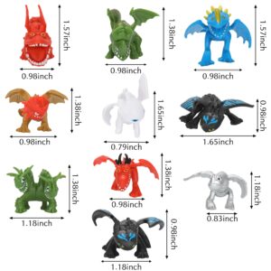 Labigaty 18PCS Train The Dragon Action Figures, Mini Dragon Figurines in Assorted Mythical Colors and Styles - Kids Toys for Birthday Party Favors, Decorations, Cupcake Toppers and Piñatas