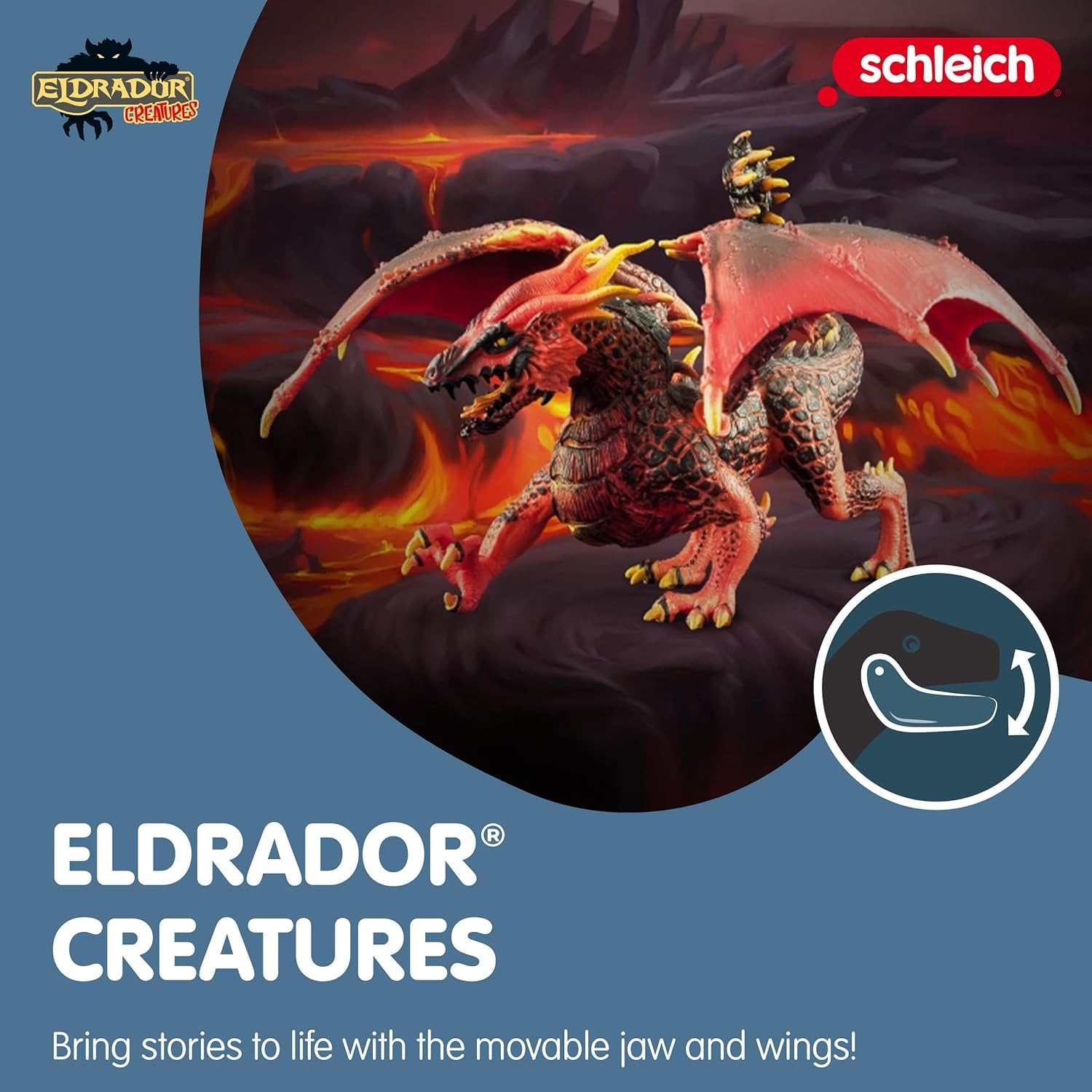 schleich ELDRADOR CREATURES - Lava Dragon, ELDRADOR CREATURES Red Dragon Toy Figurine with Moveable Wings, For Children Ages 7+