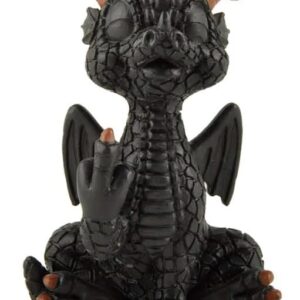 Baby Black Dragon Raising Middle Finger Funny Figurine - Home Décor Art Housewarming Gift, New Home Gift Ideas for Women Men Friends, New Apartment Gift Ideas Decor, Unique Housewarming Gifts