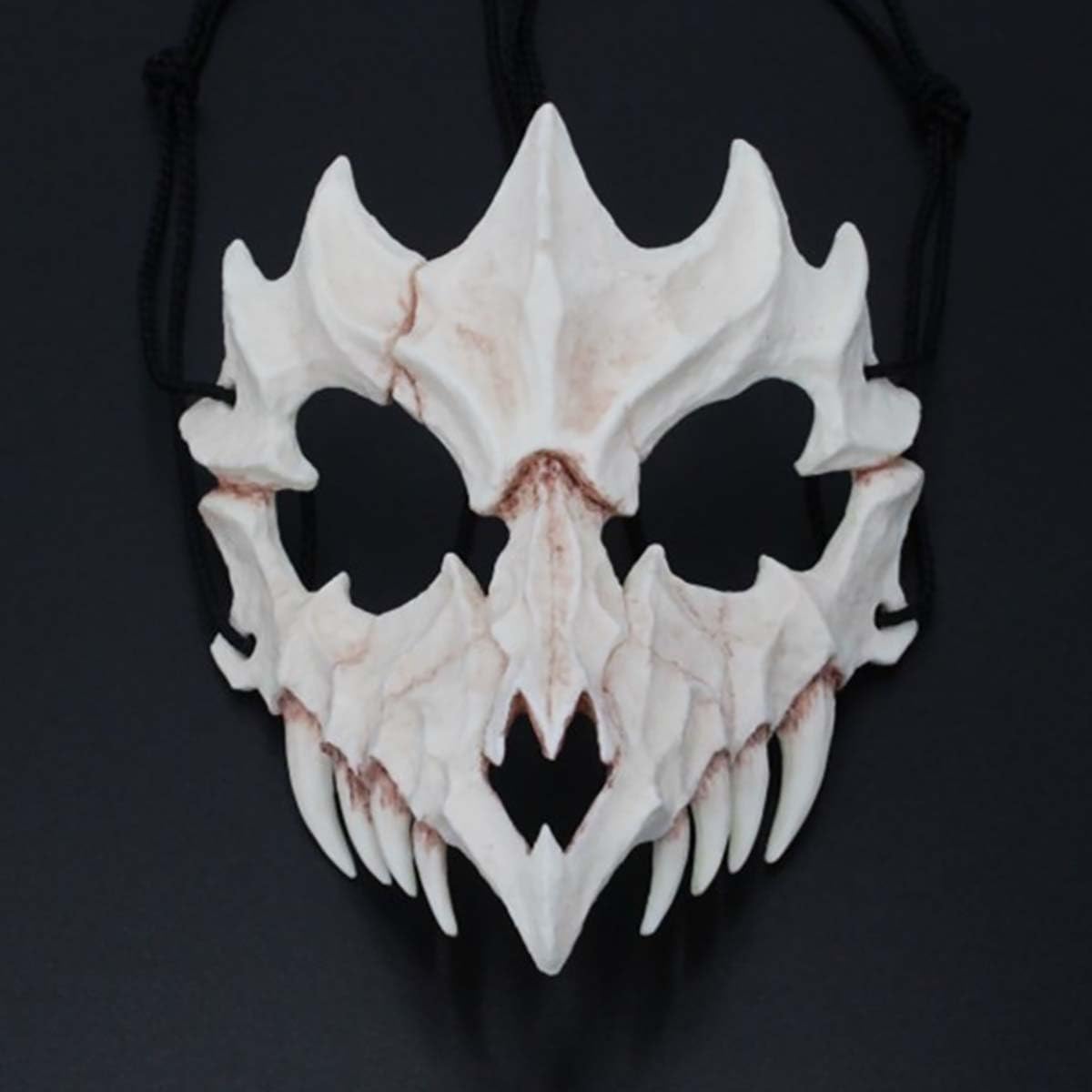 Bulex Halloween Japanese Half Mask - Tiger Mask,Ye Dragon God Black Bone Masks, Resin Skull Scary Horror Ninja Mask Costume Props, 5.7*11.8 Inch