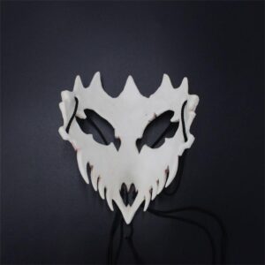 Bulex Halloween Japanese Half Mask - Tiger Mask,Ye Dragon God Black Bone Masks, Resin Skull Scary Horror Ninja Mask Costume Props, 5.7*11.8 Inch