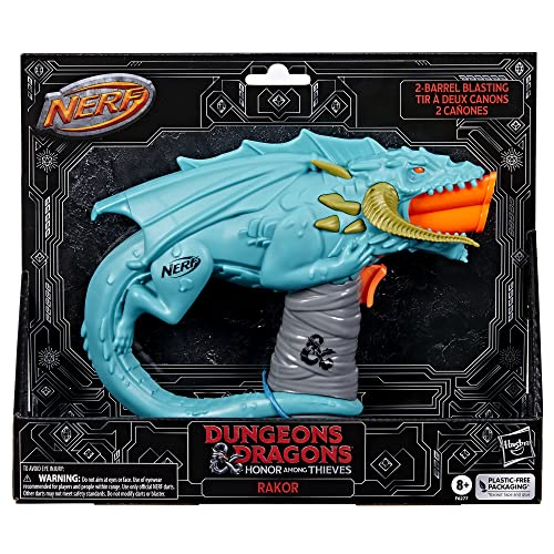 NERF Dungeons & Dragons Rakor Blaster, 4 Elite 2.0 Darts, Kids Outdoor Games, D&D Blaster Toys for Ages 8 & Up