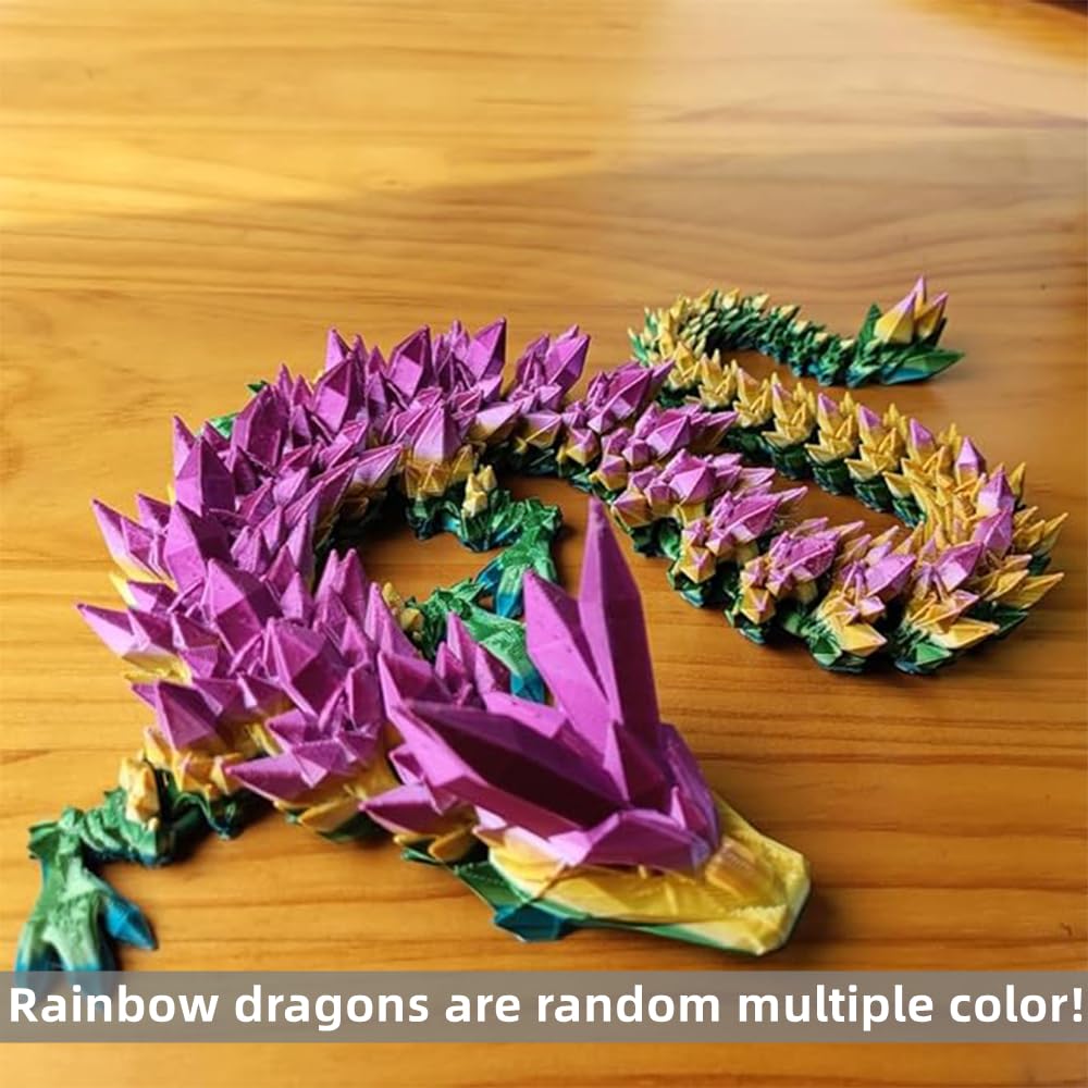 AXICIR 3D Printed Dragon 24inch Beautiful Flexible Crystal Dragon Figurine Decor Easter Basket Stuffers (Dragon)