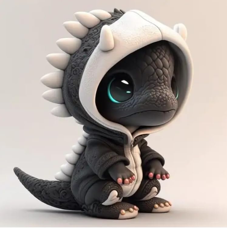 DABONGKEER Cartoon Cool Dragon Figurines Statues - Cute Baby Dragon Ornament - Resin Mini Home Desk Office Garden Decor - Funny Gift for Friends, Relative (C)