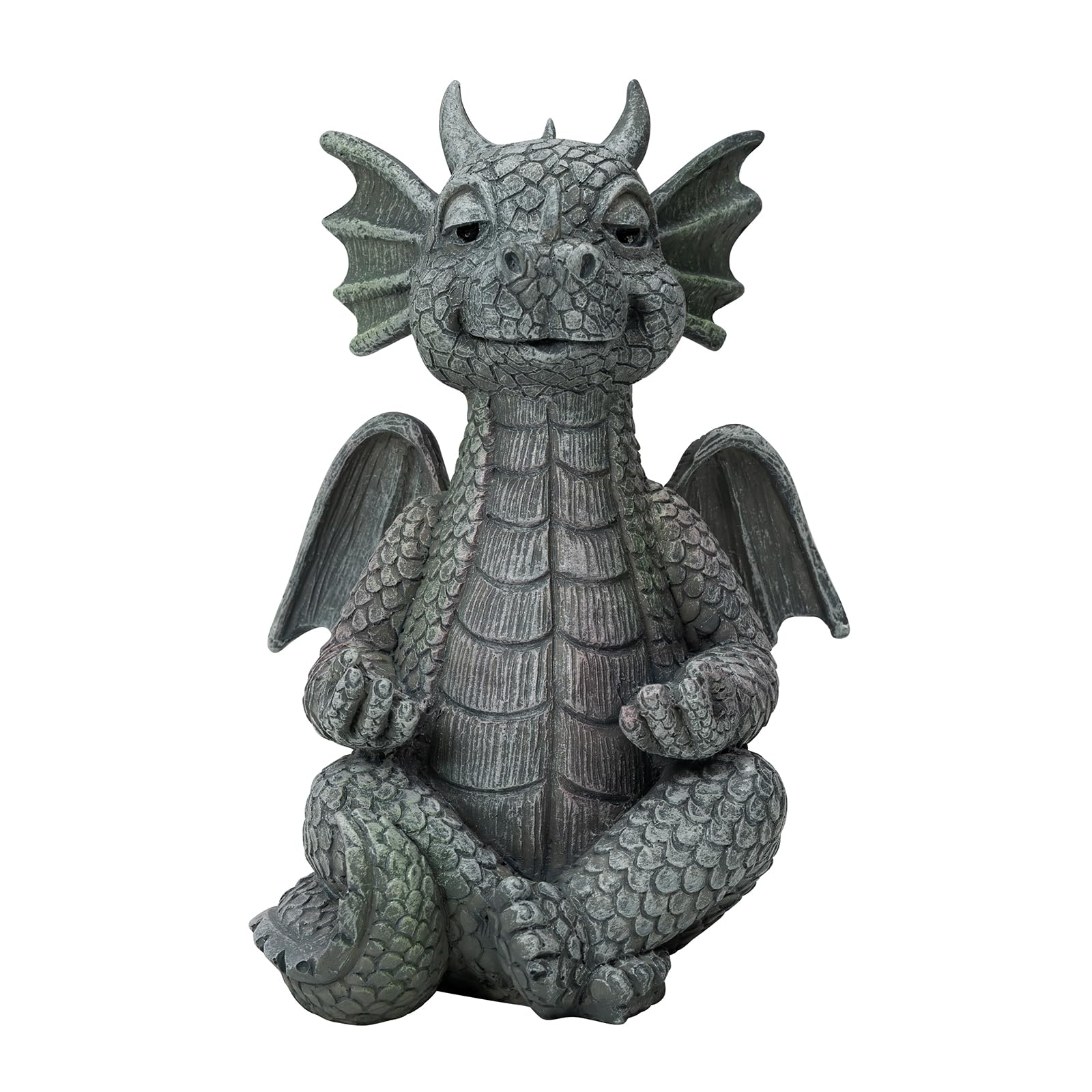 UTTCMK Garden Dragon Statue Decor - Meditation Dragon Sculpture Figurine Outdoor Decoration, Zen Yoga Garden Art Sculpture for Patio Lawn Yard Balcony Indoor Decor Gift(Hands Flat)