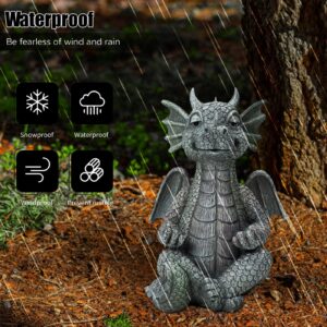 UTTCMK Garden Dragon Statue Decor - Meditation Dragon Sculpture Figurine Outdoor Decoration, Zen Yoga Garden Art Sculpture for Patio Lawn Yard Balcony Indoor Decor Gift(Hands Flat)