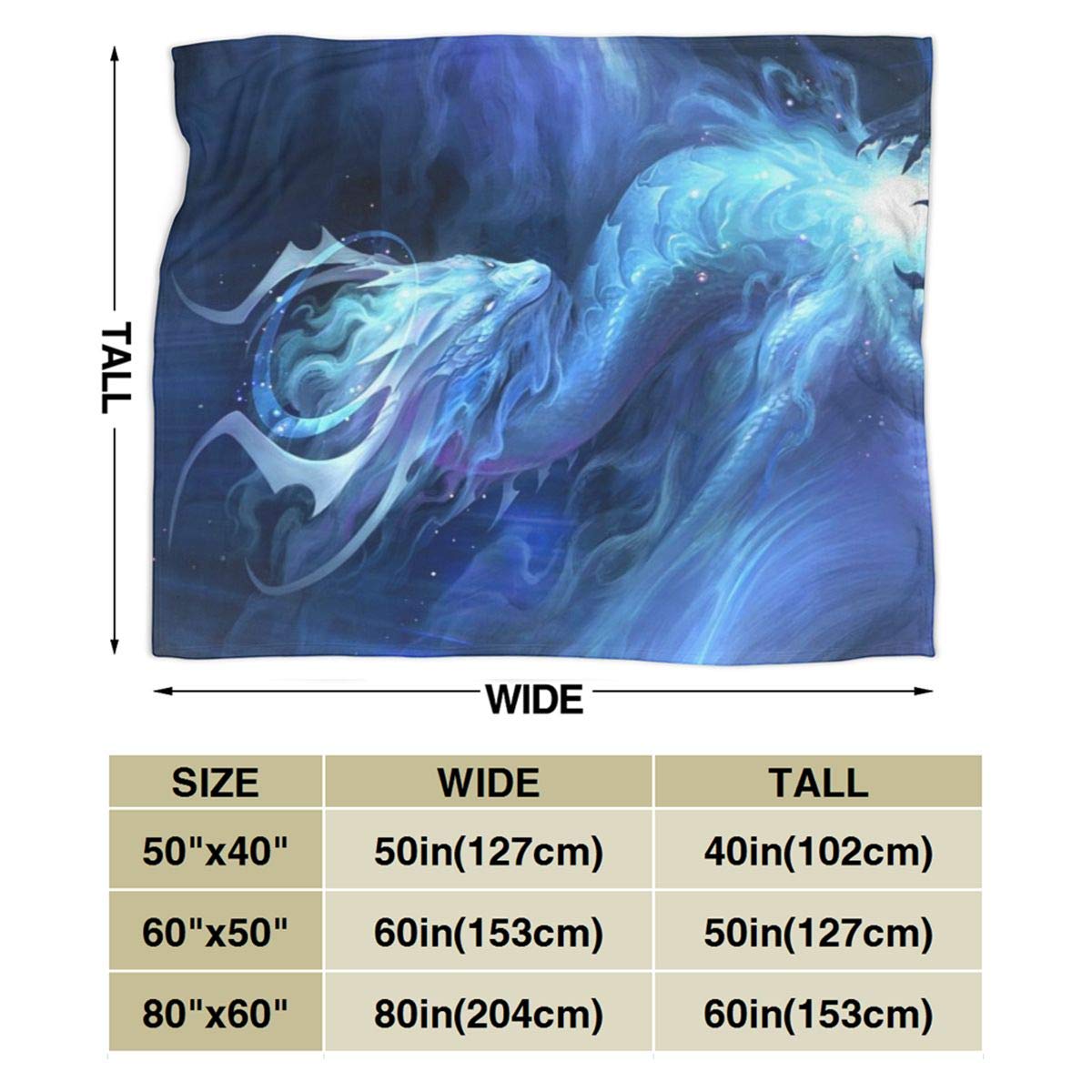 WAZHIJIA Meteor Dragon Fleece Throw Blanket, Fuzzy Warm Throws for Winter Bedding, Couch and Plush House Warming Decor Gift Idea 60"X50"