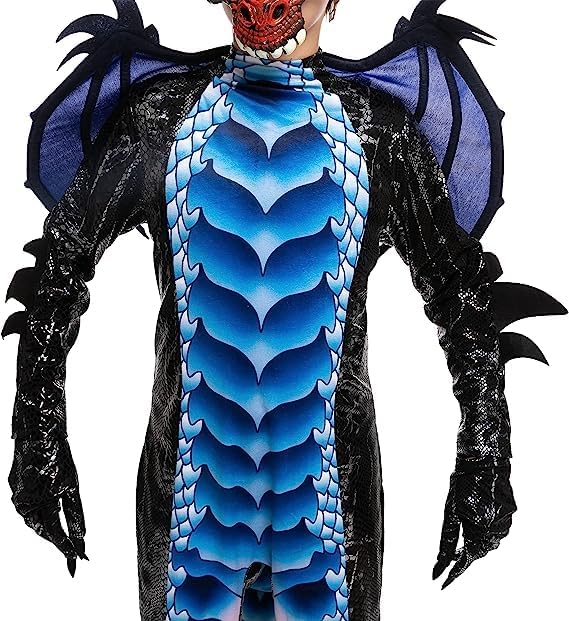 Spooktacular Creations Halloween Kids Boys Black and Blue Dragon costume, Dragon Wings and Mask for Halloween Parties, Cosplay-S(5-7yr)