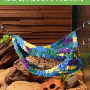 Double-Layered Reptile Hammock - Soft Bearded Dragon Hammock Swing Hanging Bed with Strong Suction Cups & Hooks, for Lizard Gecko Chameleon Small Reptiles, Triangular