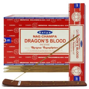 dragon's blood incense sticks and incense stick holder bundle insence insense satya incense