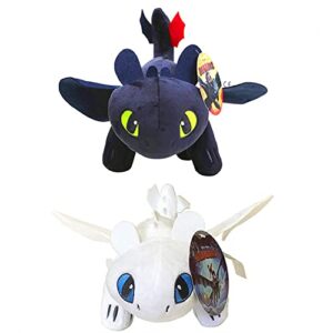 yamadura how to train your dragon toothless light & night fury soft toy features 10inch plush deluxe plush dragon for children 2 pack