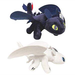 Yamadura How to Train Your Dragon Toothless Light & Night Fury Soft Toy Features 10inch Plush Deluxe Plush Dragon for Children 2 Pack