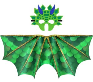 irolewin dragon-wings-costume for kids and dinosaur mask-girls boys halloween dino dress up cape birthday party favors gifts