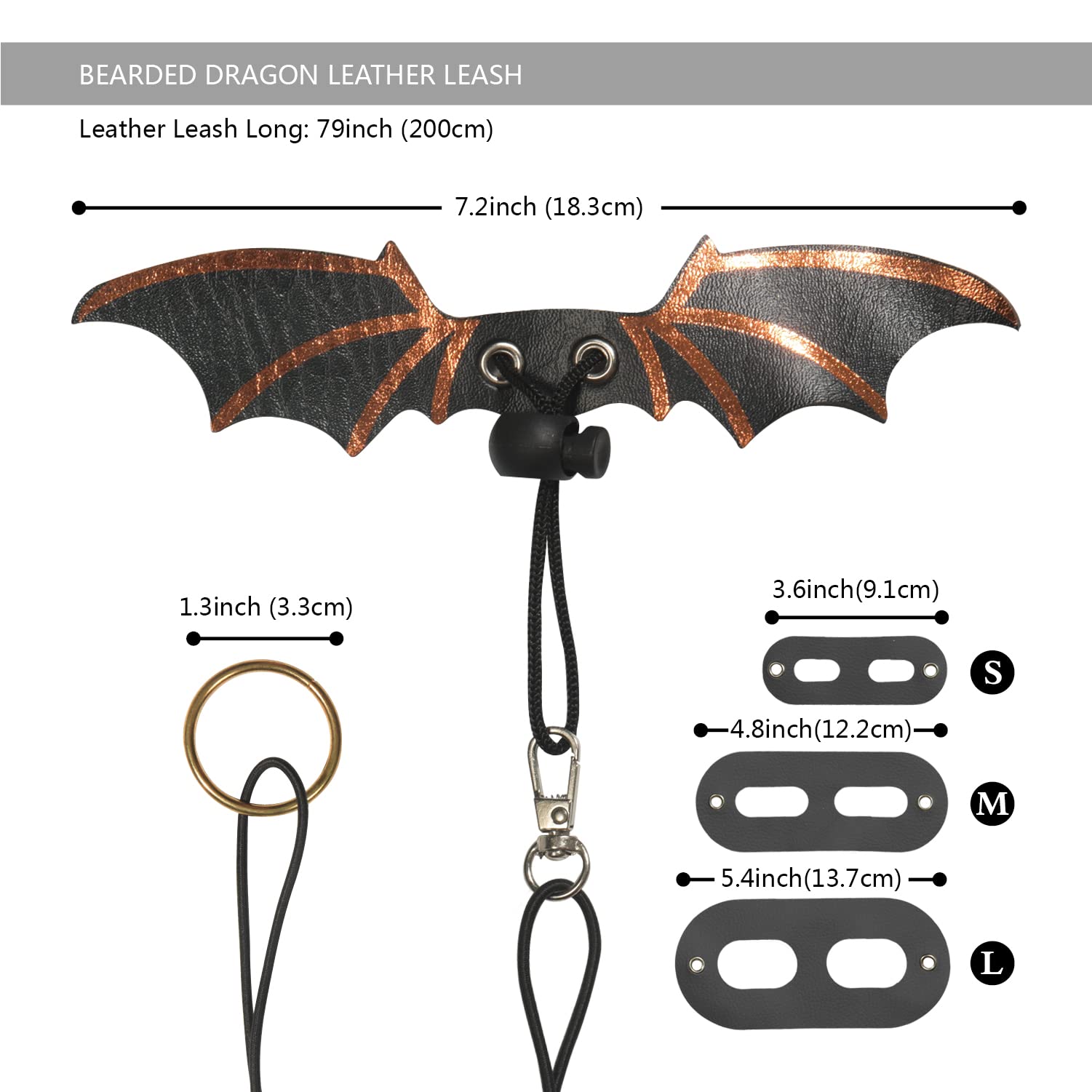 Bearded Dragon Leash, Harness & Leopard Bag - Adjustable with Wings, for Reptile Outdoor Accessories