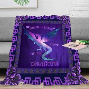 Purple Dragon Throw Blanket Warm Ultra-Soft Flannel Blanket for Bed Couch Living Room Travel Outdoor Blankets for Kids Children Adults (51" x 59")