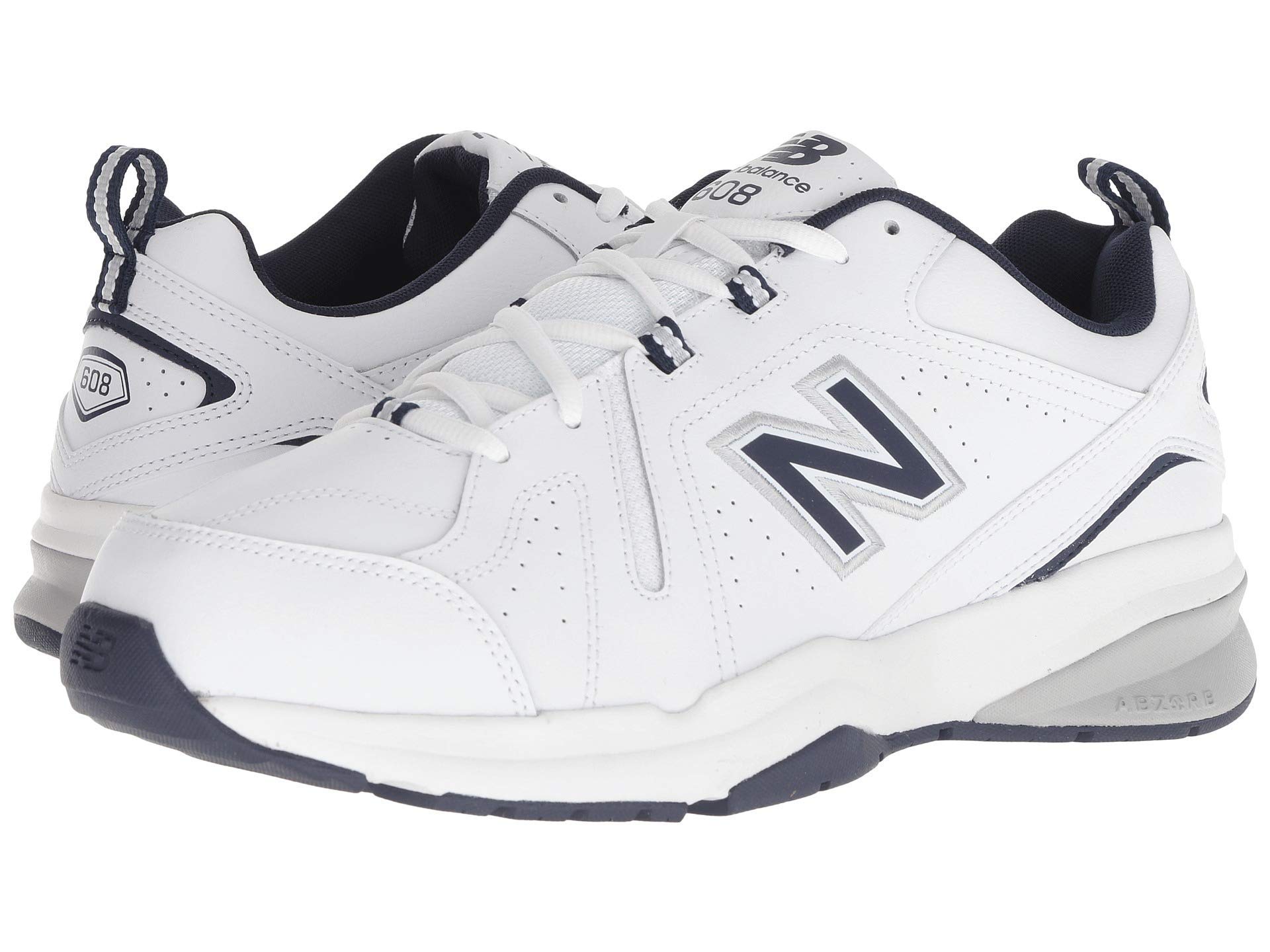 New Balance Men's 608 V5 Casual Comfort Cross Trainer, White/Navy, 11 X-Wide