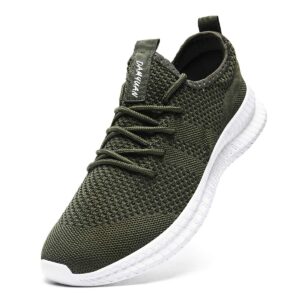 FUJEAK Men Running Shoes Men Casual Breathable Walking Shoes Sport Athletic Sneakers Gym Tennis Slip On Comfortable Lightweight Shoes A Green