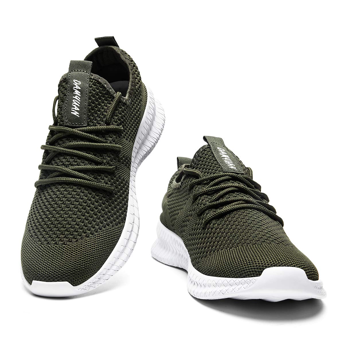 FUJEAK Men Running Shoes Men Casual Breathable Walking Shoes Sport Athletic Sneakers Gym Tennis Slip On Comfortable Lightweight Shoes A Green