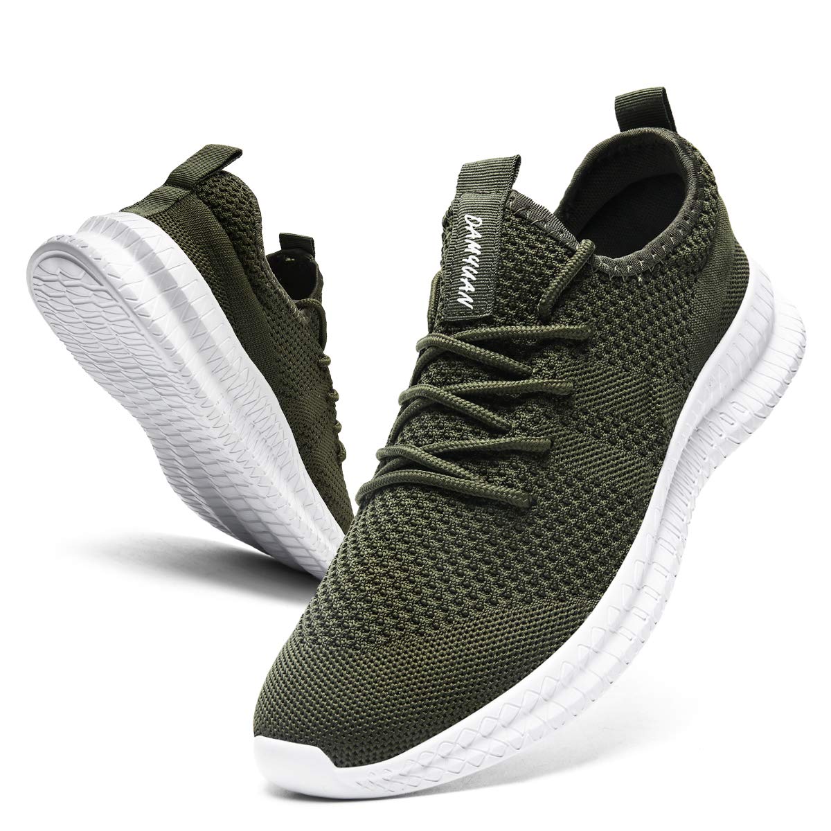 FUJEAK Men Running Shoes Men Casual Breathable Walking Shoes Sport Athletic Sneakers Gym Tennis Slip On Comfortable Lightweight Shoes A Green