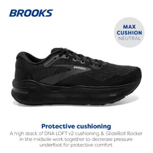 Brooks Men’s Ghost Max Cushion Neutral Running & Walking Shoe - Black/Black/Ebony - 12 X-Wide