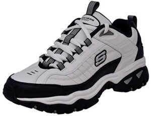skechers men's energy afterburn lace-up sneaker, white/navy, 11