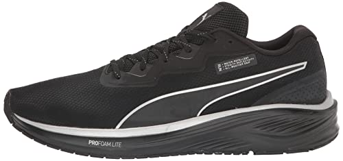 PUMA Men's Aviator Winter Running Shoe, Black Silver, 10