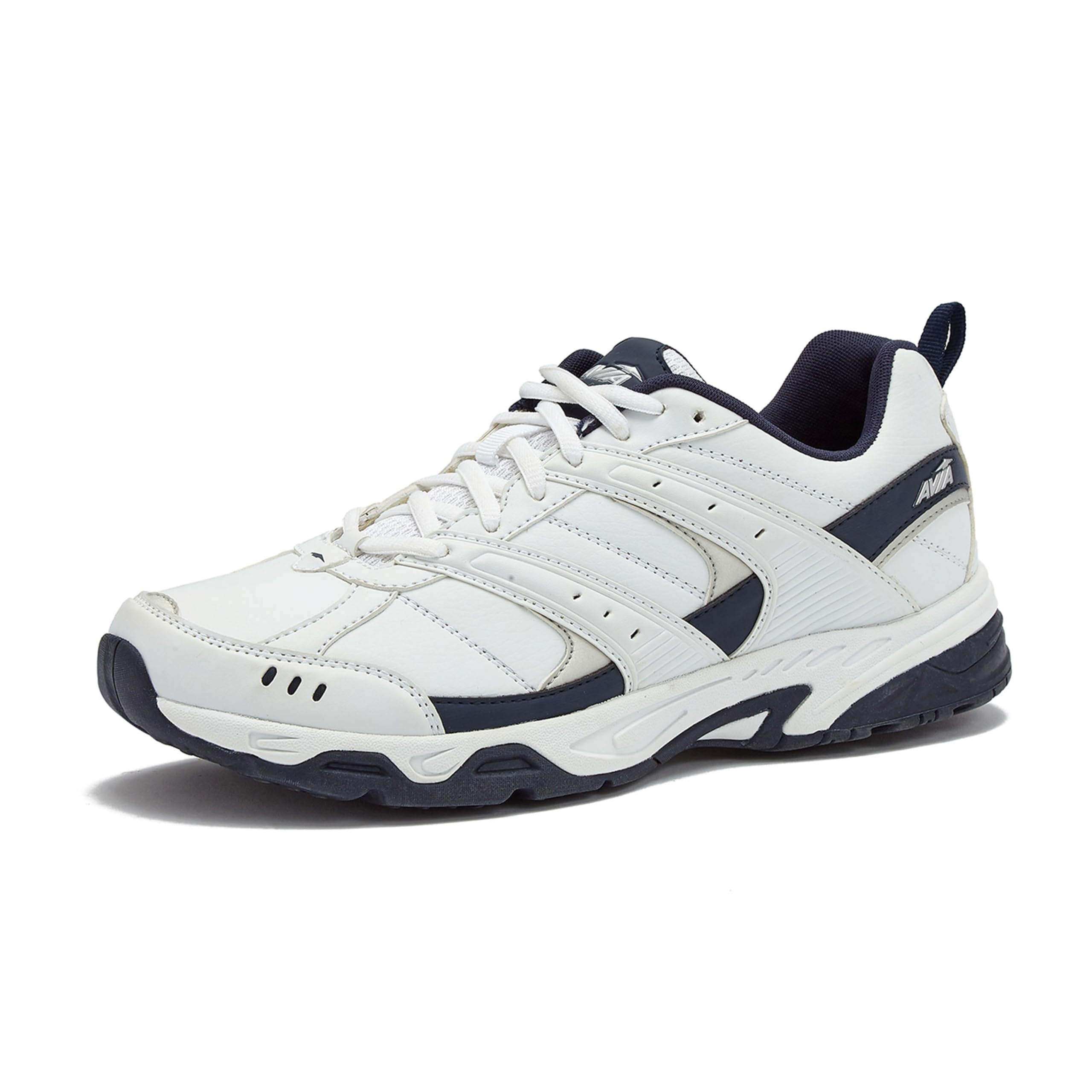 Avia Avi-Verge Mens Sneakers - Cross Trainer Mens Tennis Shoes, Pickleball or Walking Shoes for Men, White/True Navy, 14 X-Wide