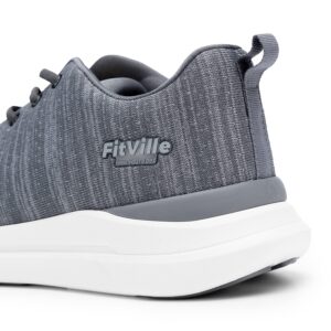 FitVille Men's Extra Wide Walking Shoes Comfortable Sneakers with Arch Support for Plantar Fasciitis - ArchPower FlyWave (9.5 X-Wide, Gray)